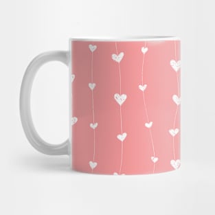 Pretty Little White Hearts and Threads on Pink - Valentine's Day Mug